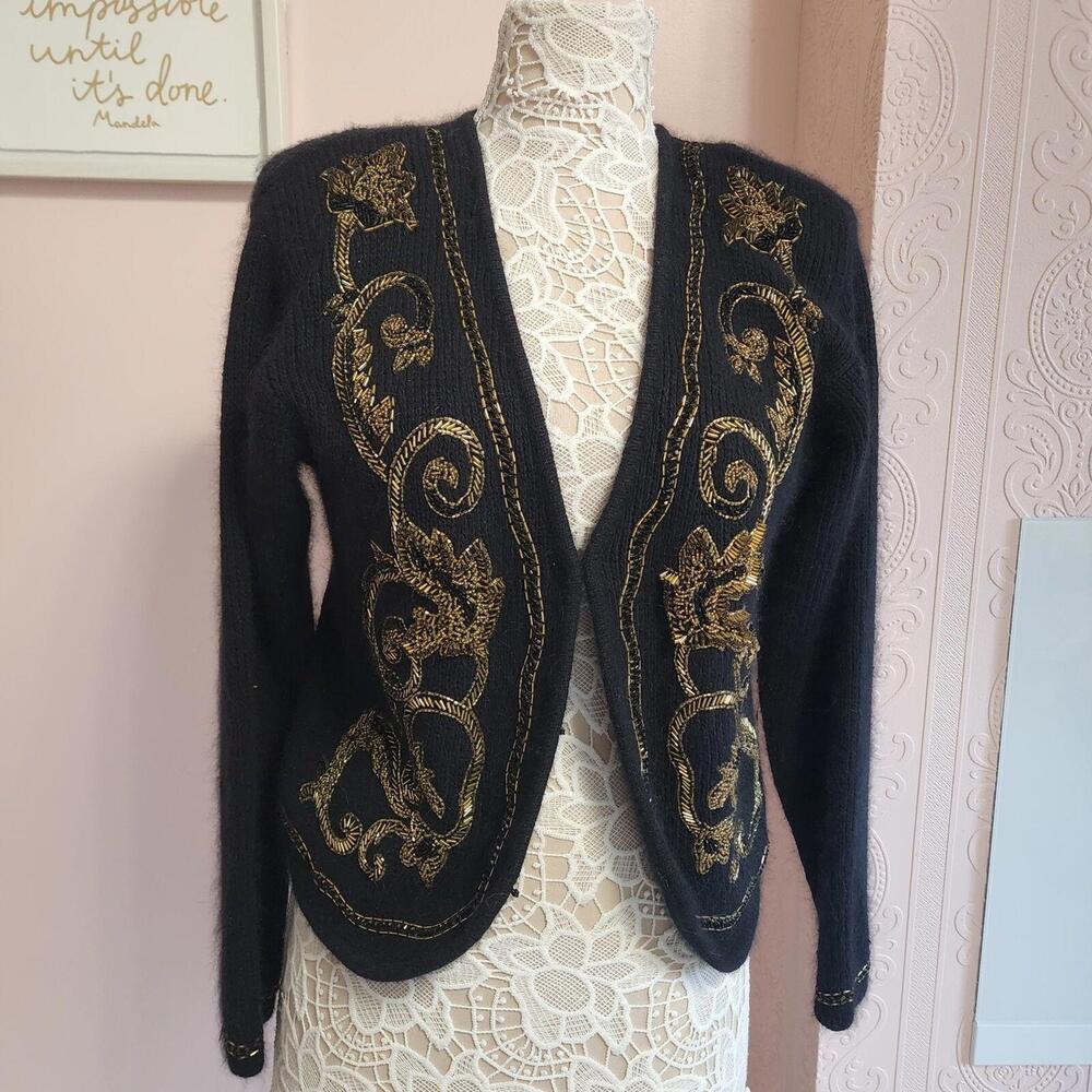 Euc Ib Diffusion Unique Black Sequin Sweater Silk… - image 8